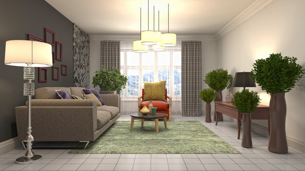 Illustration of the living room interior