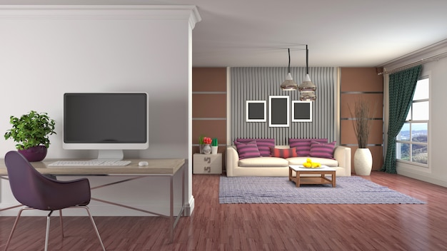 Illustration of the living room interior