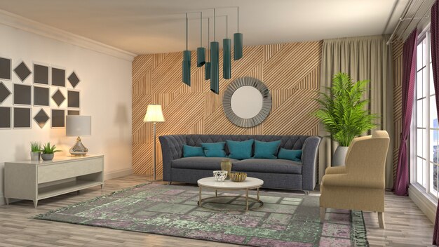 Illustration of the living room interior