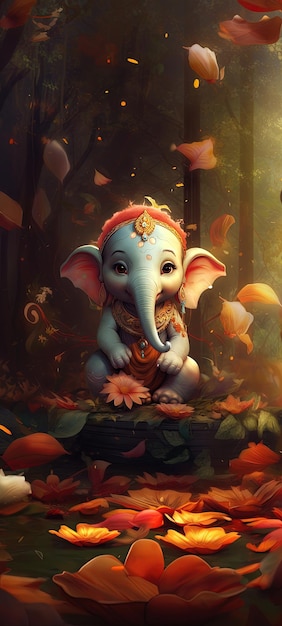 Illustration of Lord Ganesha for Ganesh Chaturthi Ai Generated