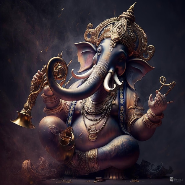 Illustration of lord Ganesha for ganesh chaturthi Generative ai