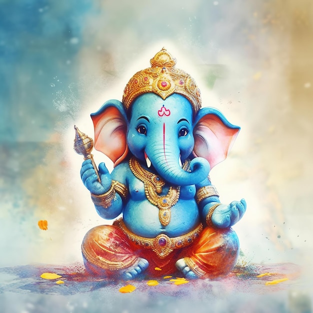 Illustration of Lord Ganesha for Ganesh Chaturthi with background Ai Generated