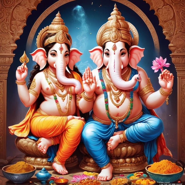 Illustration of Lord Ganesha for Ganesh Chaturthi with background