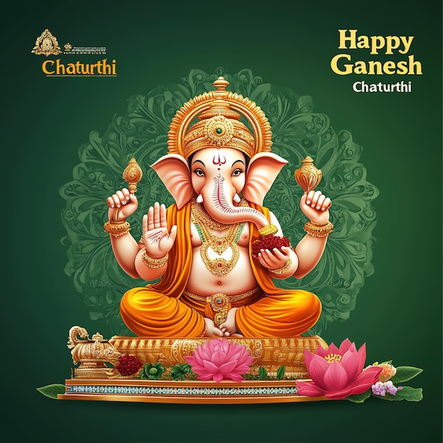 illustration of Lord Ganpati for Ganesh Chaturthi festival of India