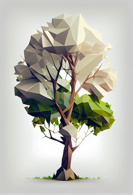 Photo illustration of low poly style of tree