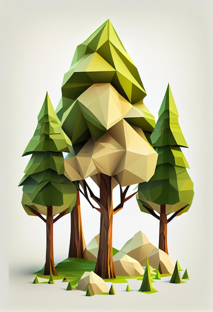 Photo illustration of low poly style of tree