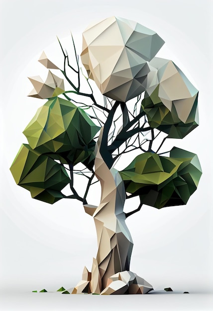 Illustration of low poly style of tree