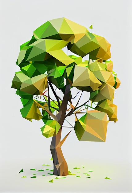 Illustration of low poly style of tree