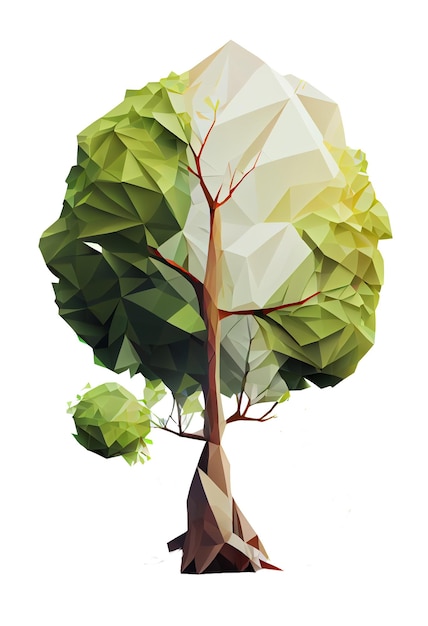 Illustration of low poly style of tree