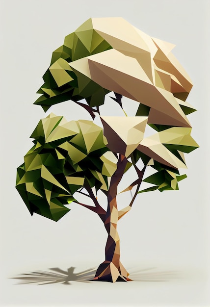 Photo illustration of low poly style of tree