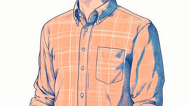 Photo illustration of a man wearing a plaid buttondown shirt