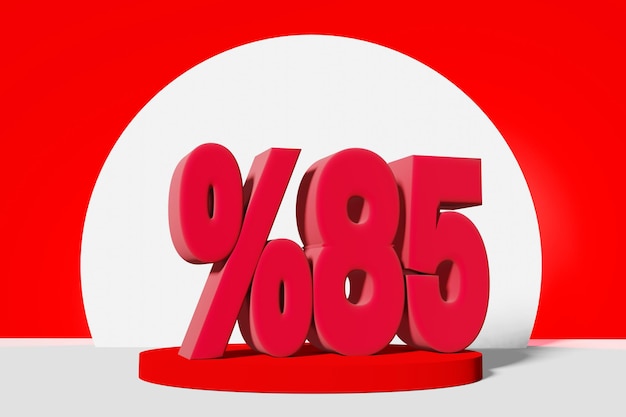 Illustration of mega sale with 10 percent off in red color 3D illustration with red background and copy space