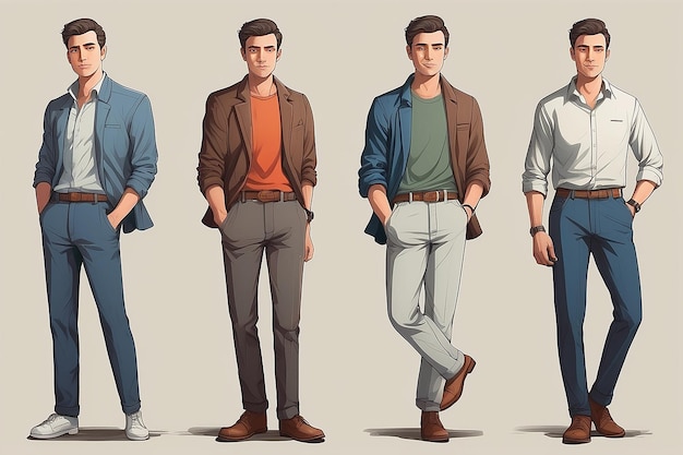 Illustration of men in different poses