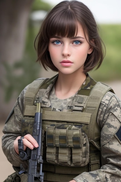 Illustration of a military girl