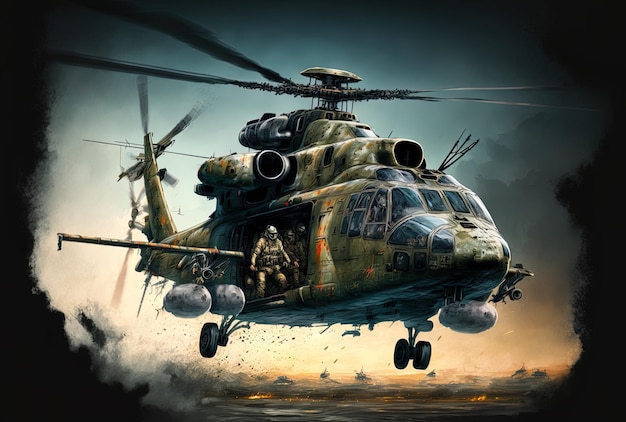 Illustration of a military helicopter