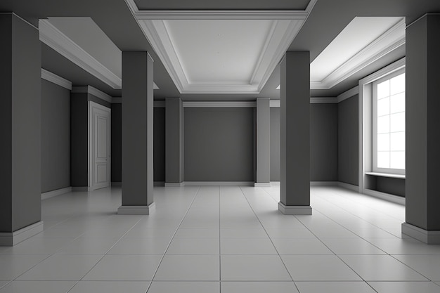 An illustration of a modern empty interior space