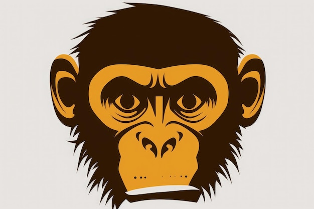 Illustration of a monkey's face cartoon style Generative AI