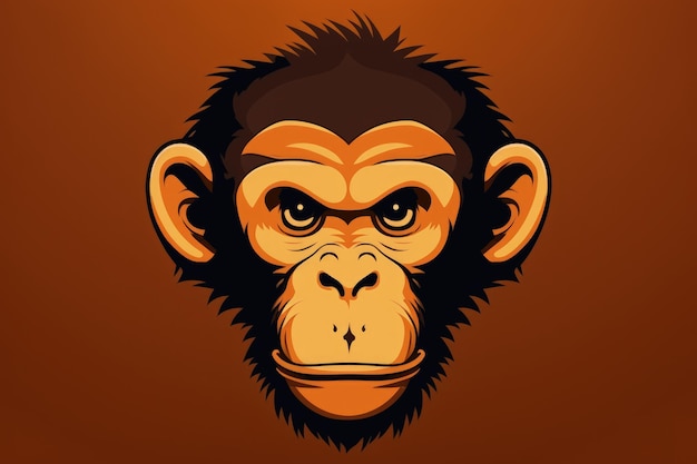 Illustration of a monkey's face cartoon style Generative AI