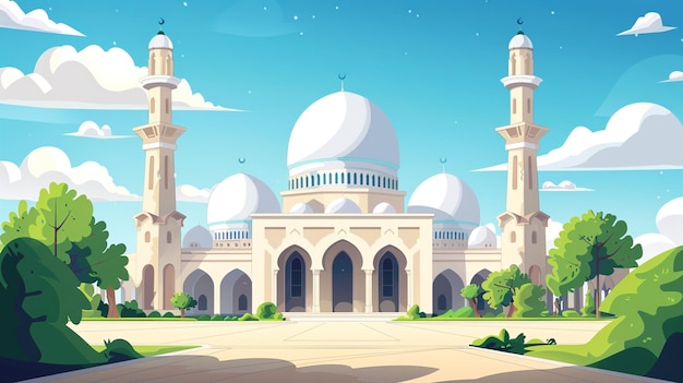 illustration mosque facing forward