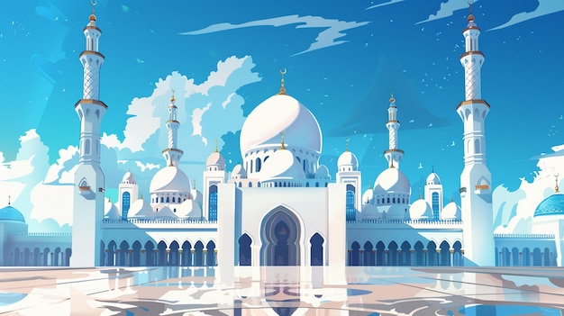 illustration mosque facing forward