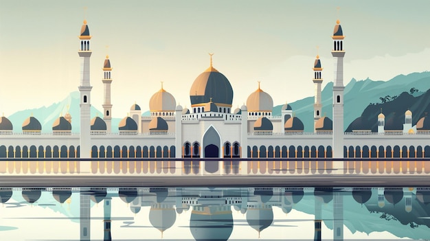 illustration mosque facing forward