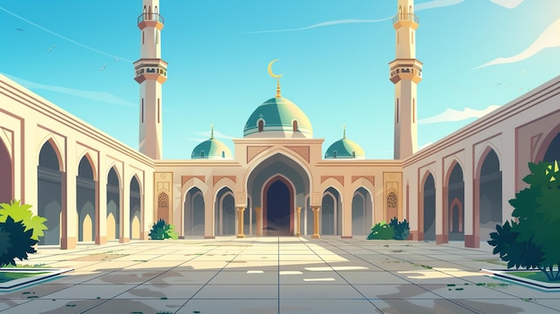 illustration mosque facing forward