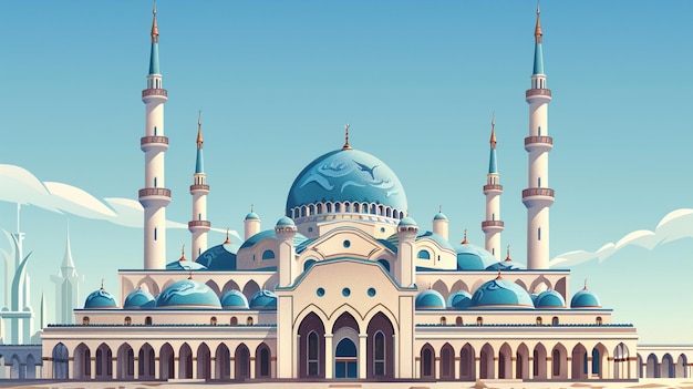 illustration mosque facing forward