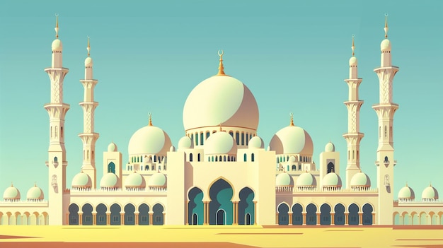 illustration mosque facing forward