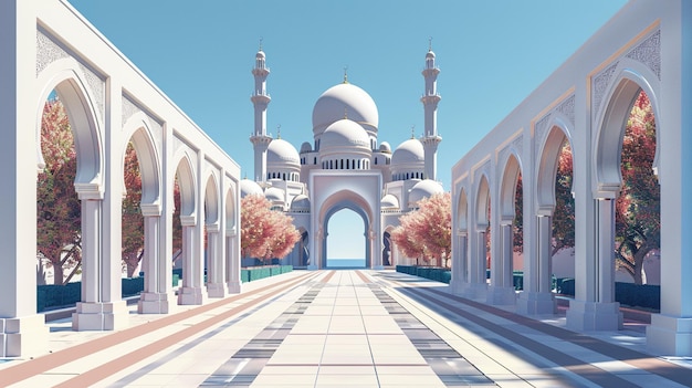 illustration mosque facing forward