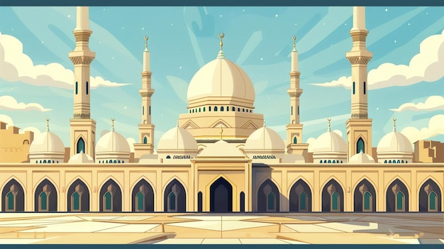 illustration mosque facing forward