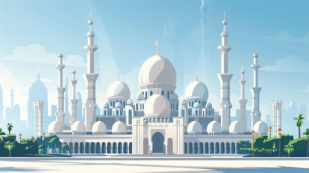 illustration mosque facing forward