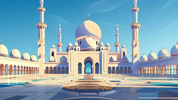 illustration mosque facing forward