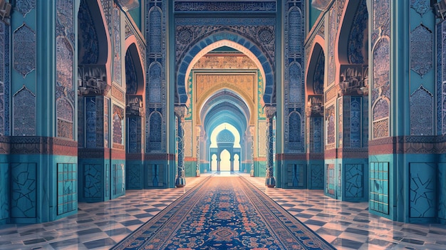 illustration mosque facing forward