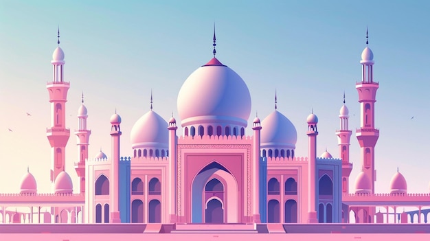 illustration mosque facing forward