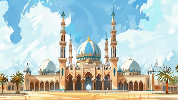 illustration mosque facing forward