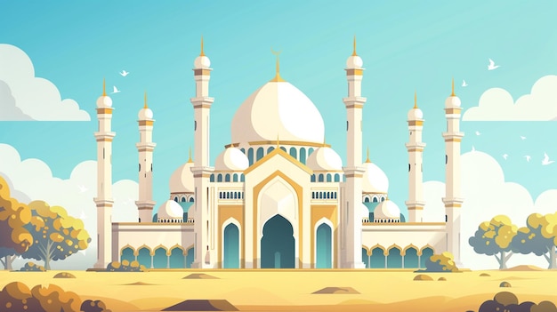 illustration mosque facing forward