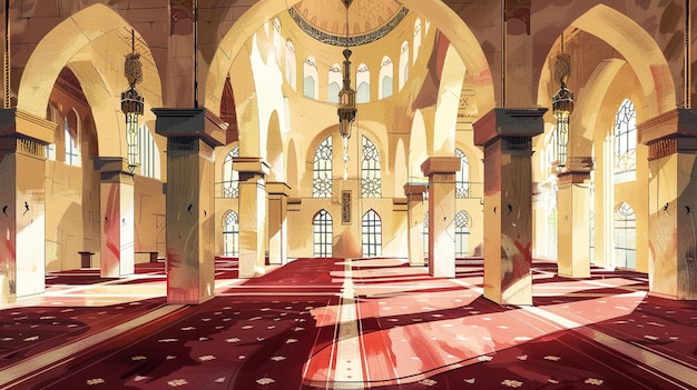 illustration mosque facing forward