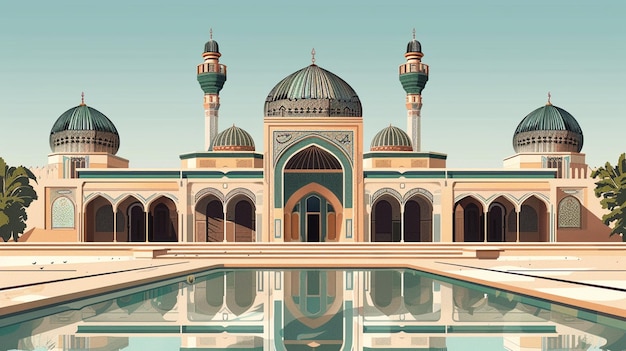 illustration mosque facing forward