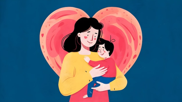 illustration mother and son design mothers day moment of love mom and child generative ai