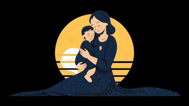 illustration mother and son design mothers day moment of love mom and child generative ai