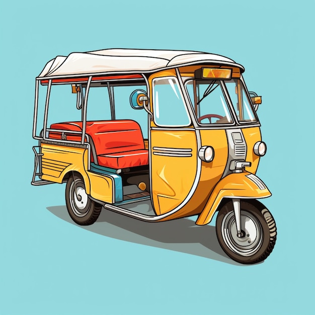 Illustration of a motor rickshaw on a plain background