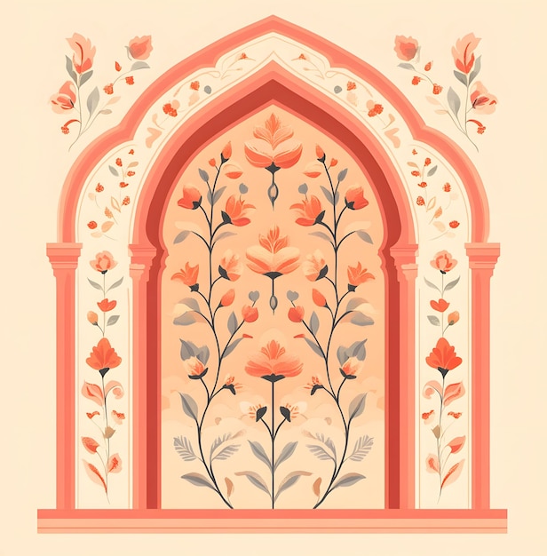 Illustration of a Mughal Garden elements collection