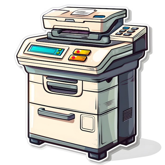 Illustration of Multifunction Office Printer Generative Ai