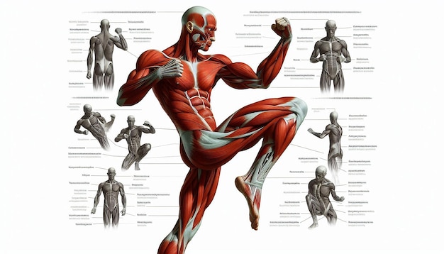 an illustration of a muscular body with muscles labeled with the words bodybuilder