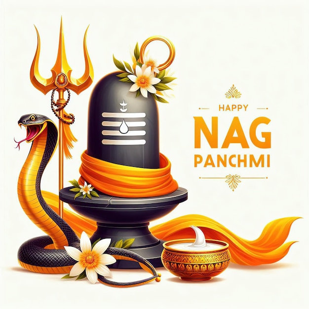 Photo illustration of nag panchami with lord shiva for cardpostergreeting background