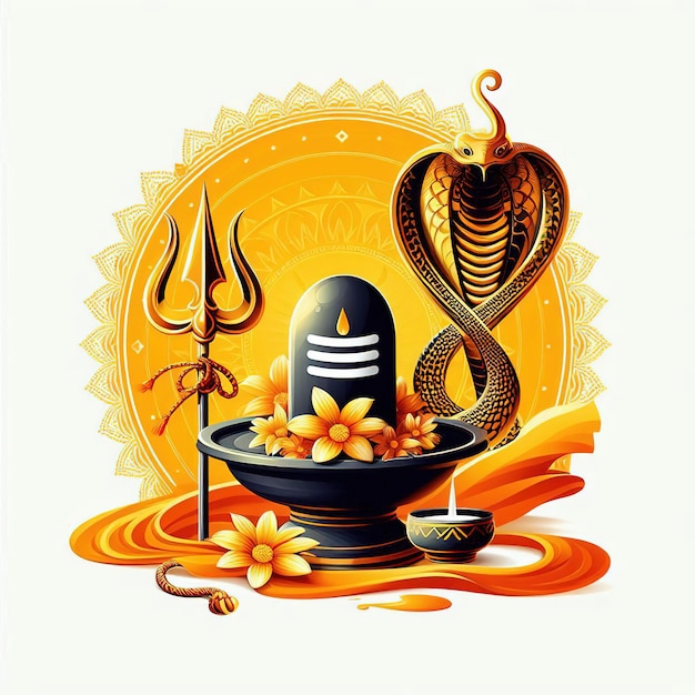 Photo illustration of nag panchami with lord shiva for cardpostergreeting background