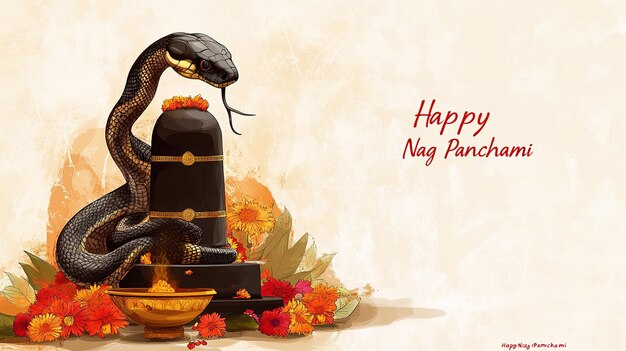 Photo illustration of nag panchami with lord shiva illustration