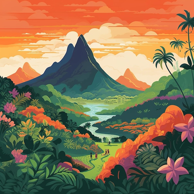 illustration of a natural landscape in Costa Rica