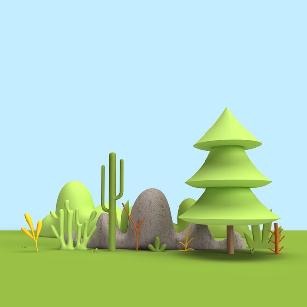 Illustration of Nature 3D render minimal concept