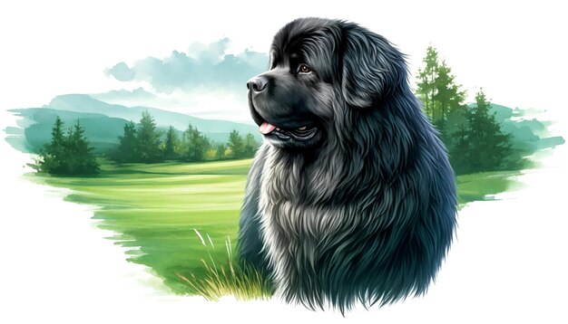 Illustration of newfoundland dog for purebred dog day